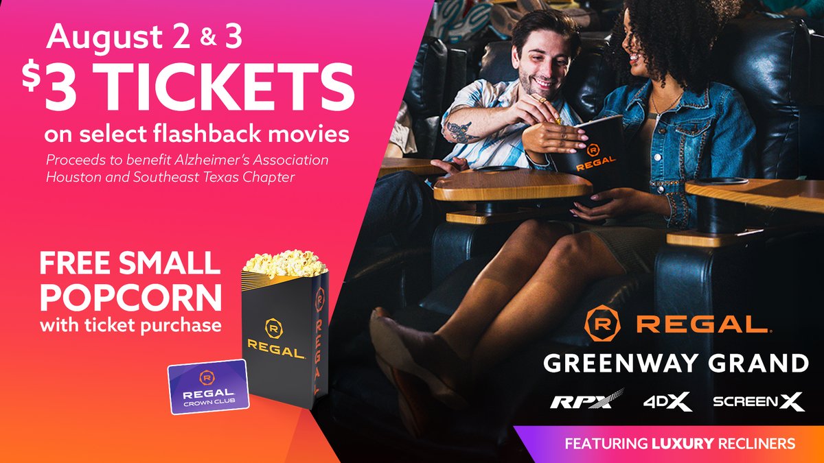 #ad 🎟️ $3 MOVIES. AUGUST 2 &amp; 3 ONLY.

Regal Community Days are taking over the Regal Grand Palace — now newly remodeled and better than ever!

Catch any of these films for a great cause 💜

- Despicable Me 4 (Universal)
- Twisters (Universal)
- Sonic 3 (Paramount)
- Paddington in