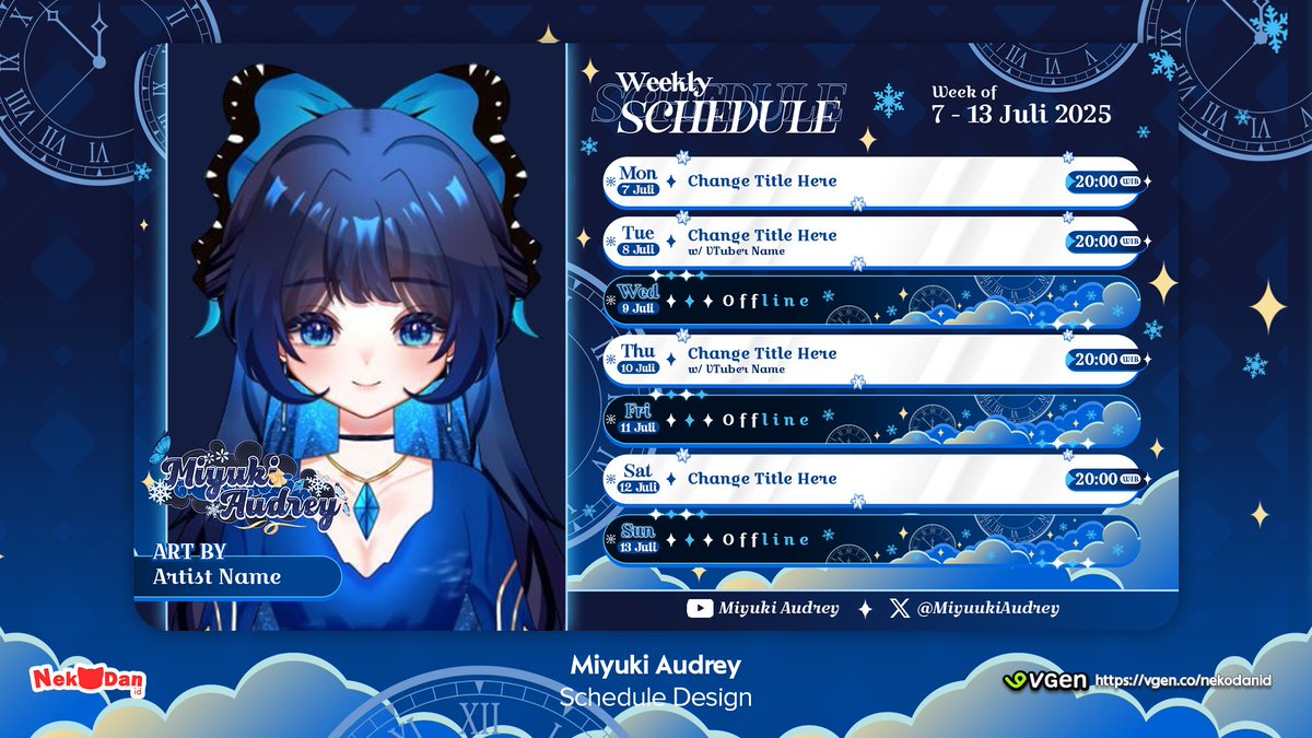 😺 NekoDanID | VTUBER SCHEDULE COMMISSION ON VGEN (@nekodanid) on Twitter photo SCHEDULE STREAM COMMISSION SHOWCASE
for: <a href="/MiyuukiAudrey/">Miyuki Audrey</a>
===
I'm opening stream schedule design commission for VTuber on VGen! Order now: vgen.co/nekodanid
#vtuber #vtuberid #envtuber #VGen #VGenComm #VGenOpen #commissionsopen #VTuberUprising SCHEDULE STREAM COMMISSION SHOWCASE
for: <a href="/MiyuukiAudrey/">Miyuki Audrey</a>
===
I'm opening stream schedule design commission for VTuber on VGen! Order now: vgen.co/nekodanid
#vtuber #vtuberid #envtuber #VGen #VGenComm #VGenOpen #commissionsopen #VTuberUprising