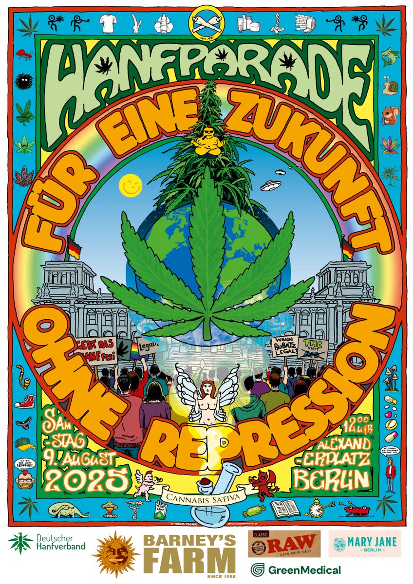 Berlin ruft – wir kommen! 💚 Am 9.8. zeigen wir, wie viele wir sind! Gegen Kriminalisierung, für Aufklärung &amp; Freiheit! #Hanfparade2025 #FürEineZukunftOhneRepression #CannabisIstKeinVerbrechen