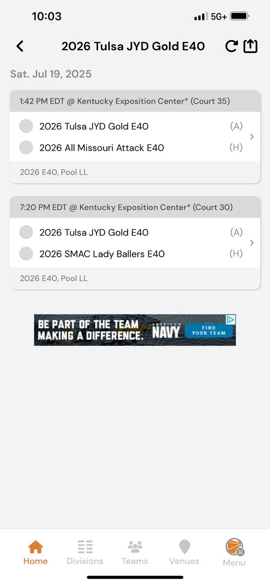 Jaslene Garcia-Howell (@jaslenegarcia32) on Twitter photo The Laaasst melon ๐๐ฆค
The National Championship <a href="/Elite40League/">Elite 40 League</a>
Come โ
โ๏ธโ๏ธ us out ๐๐๐
Saturday Schedule
1st pool game @ 142pm on Court 3๏ธโฃ5๏ธโฃ
2nd pool game @ 720pm on Court 3๏ธโฃ0๏ธโฃ
<a href="/JYDBasketball/">Tulsa JYD Girls Basketball Club</a> The Laaasst melon ๐๐ฆค
The National Championship <a href="/Elite40League/">Elite 40 League</a>
Come โ
โ๏ธโ๏ธ us out ๐๐๐
Saturday Schedule
1st pool game @ 142pm on Court 3๏ธโฃ5๏ธโฃ
2nd pool game @ 720pm on Court 3๏ธโฃ0๏ธโฃ
<a href="/JYDBasketball/">Tulsa JYD Girls Basketball Club</a>