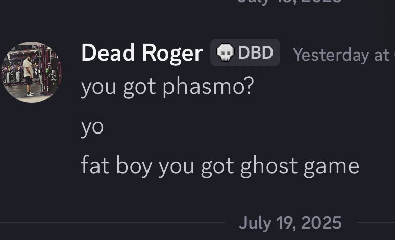 Got fat shamed by <a href="/DeadRoger_ttv/">Dead Daddy | Horror Streamer</a> … cancel him