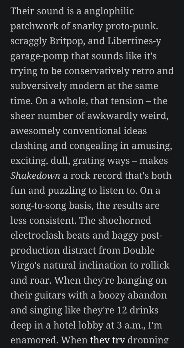 eli_enis's tweet image. Double Virgo's 'Shakedown' is as gratifying as it is irritating. But more interesting than any bar italia (their main band) song I've heard, which made it a fun album to write about.
My full review: elienis.com/chasing-friday…
