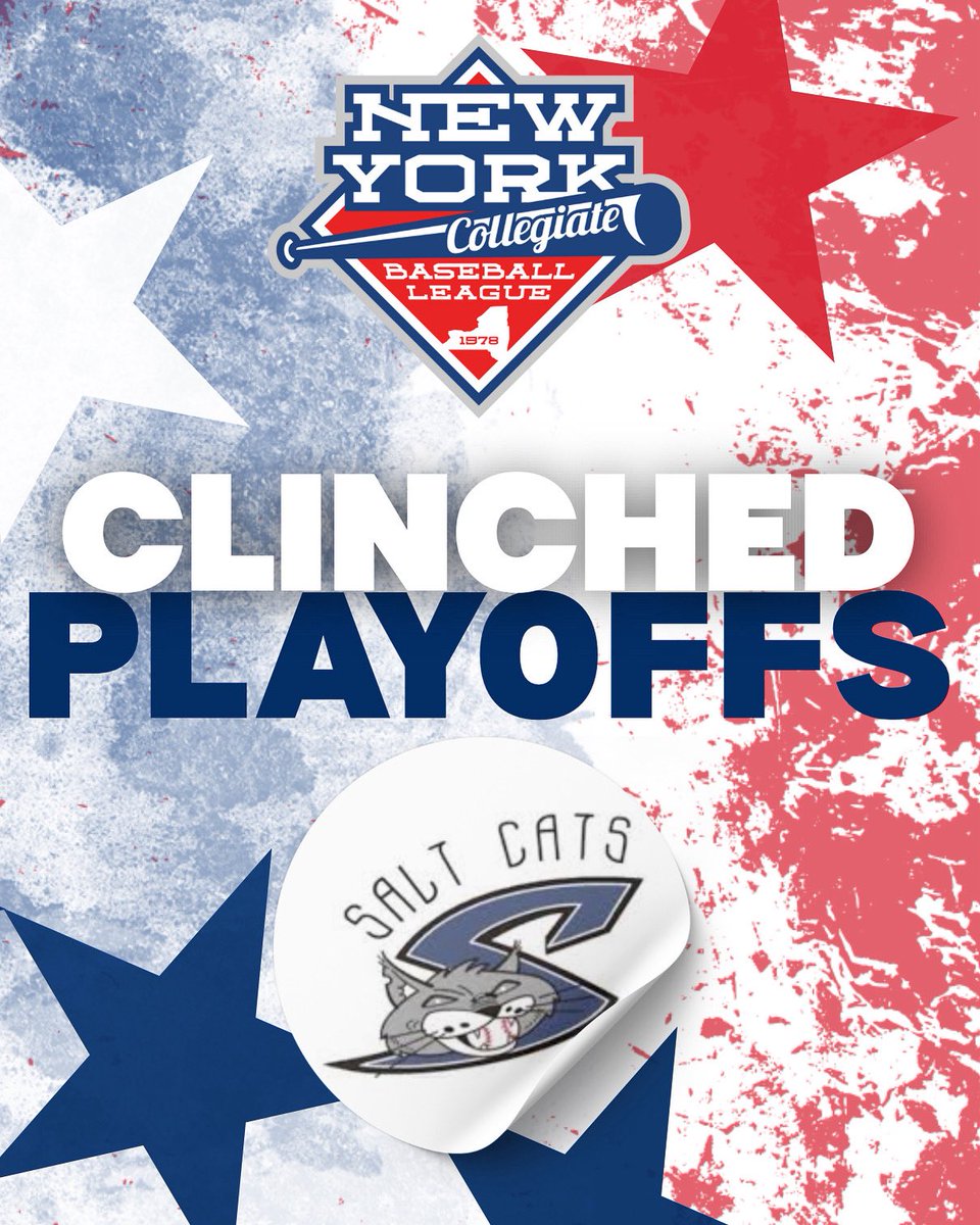 NYCBL Baseball (@nycblbaseball) on Twitter photo The Salt Cats have clinched a PLAYOFF spot along with the #1 seed in the East for the NYCBL playoffs. <a href="/SyrSaltCats/">Syracuse Salt Cats</a> The Salt Cats have clinched a PLAYOFF spot along with the #1 seed in the East for the NYCBL playoffs. <a href="/SyrSaltCats/">Syracuse Salt Cats</a>
