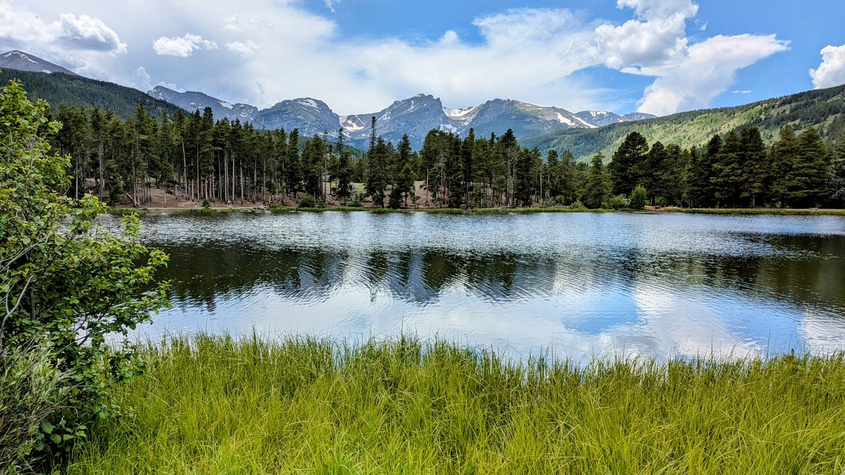 Happy Saturday writing community! I hope you all have a great weekend! ❤️ This is a photo from July 1st from Sprague lake at RMNP. 🏞️🏔️🌲