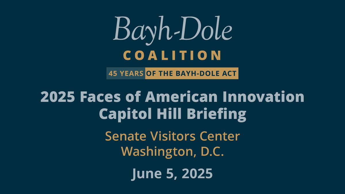 BayhDole's tweet image. If you haven't seen it, watch the full 2025 Faces of American Innovation Capitol Hill Briefing on our YouTube channel! buff.ly/M1NvyTL