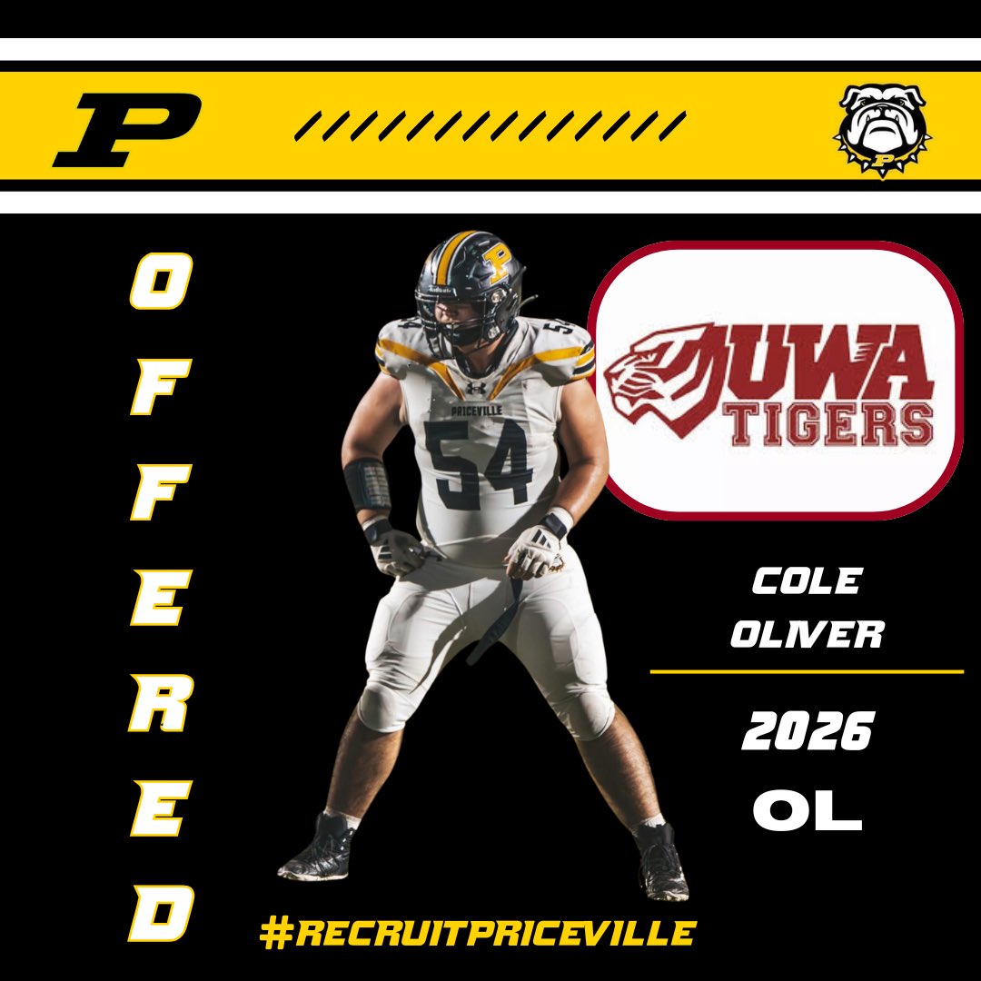 Congratulations to <a href="/ColeOliver_54/">Cole Oliver</a> on earning an offer from the University of West Alabama! #RecruitPriceville #PTP
