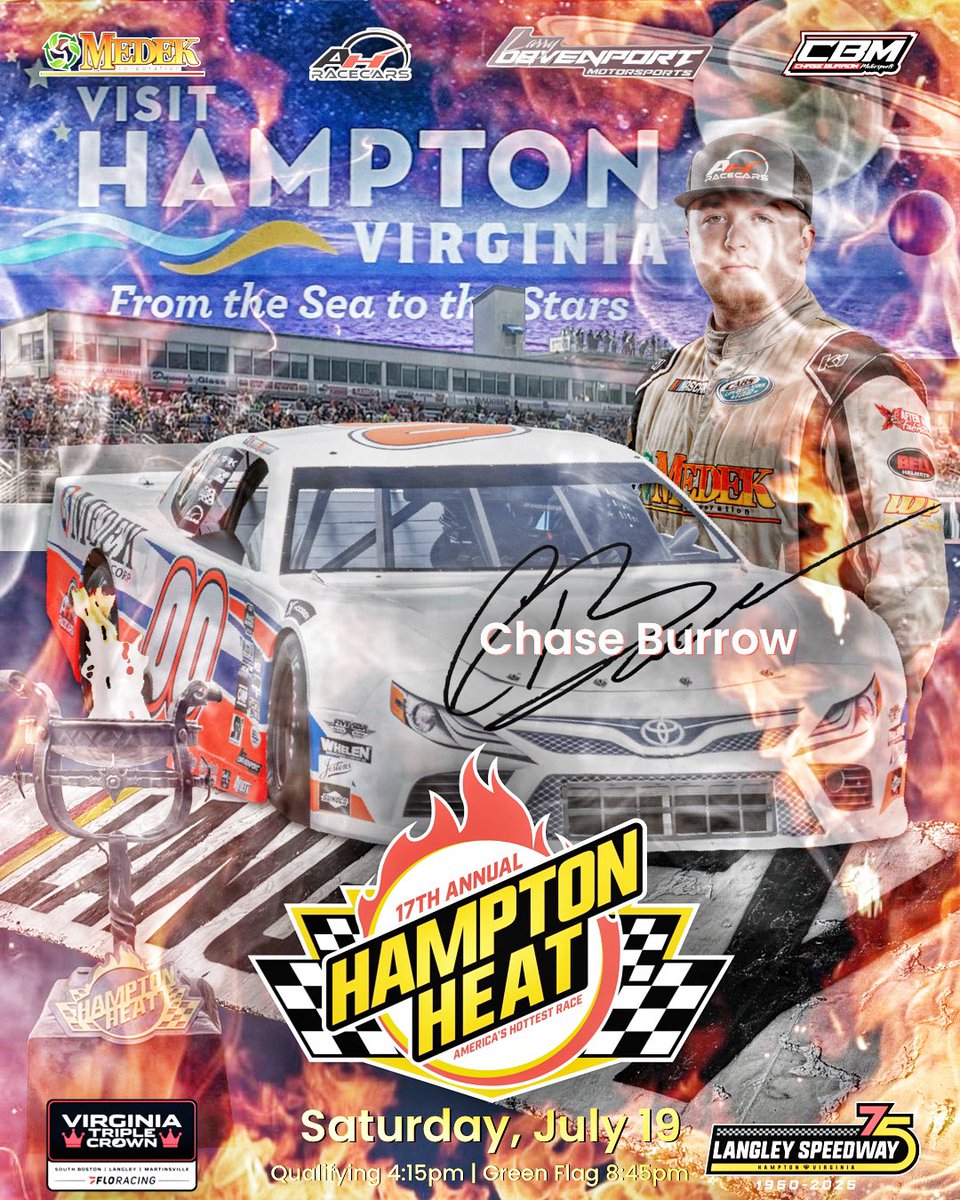 ChaseBurrow00's tweet image. 𝗧𝗵𝗲 𝗛𝗘𝗔𝗧 𝗜𝗦 𝗢𝗡! 𝗛𝗮𝗺𝗽𝘁𝗼𝗻 𝗛𝗲𝗮𝘁 🔥 is 𝗧𝗼𝗻𝗶𝗴𝗵𝘁! The second jewel in the 𝗩𝗶𝗿𝗴𝗶𝗻𝗶𝗮 𝗧𝗿𝗶𝗽𝗹𝗲 𝗖𝗿𝗼𝘄𝗻 👑 is at Larry King Law's @LangleySpeedway. Live coverage on @FloRacing starts st 4:00pm