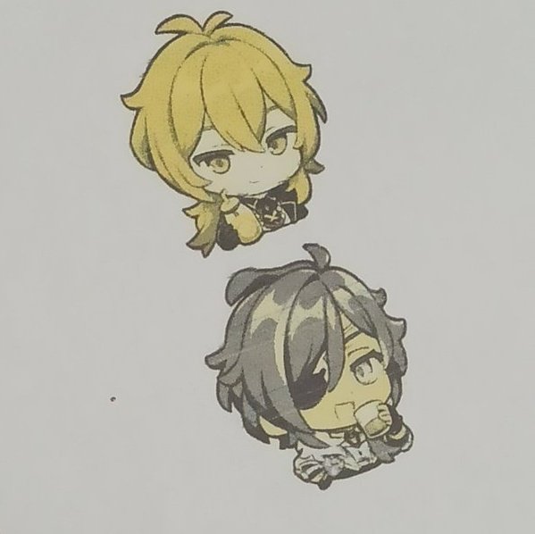 ragndiary's tweet image. found an old picture where my printer had a color error and it turned diluc into a banana