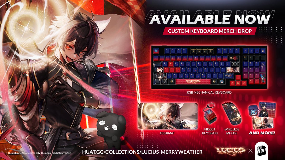 Merrydawg's tweet image. I'm so excited to announce that I'm teaming up with @HuatGG to release my very own custom keyboard merch collection! ๐
From prebuilt keyboards to matching accessories, elevate and enchant your gaming setup with more than 10 items!
huat.gg/collections/luโฆ