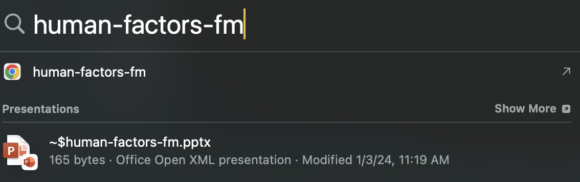 ShriramKMurthi's tweet image. I've been using MacOS for 12 years and still don't understand Spotlight. For instance, I search for this file and it will ONLY show me this backup (~$), NOT the file whose name is… "human-factors-fm.pptx". I'm constantly disappointed. Do I need change a config?