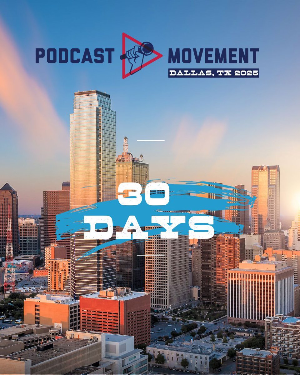 PodcastMovement's tweet image. 🎙️The countdown is ON — only 30 days until Podcast Movement takes over Dallas, TX on August 18th! 🔥 Whether you're a mic master or just getting started, this is THE place to be. Do you have your tickets yet? 💥 🎧