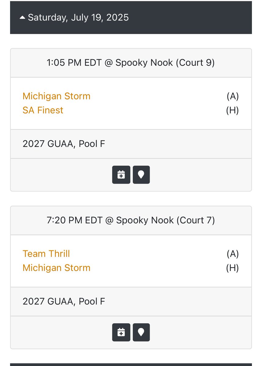 UAA 3rd session schedule for today. <a href="/stormAAU/">Michigan Storm Elite</a>