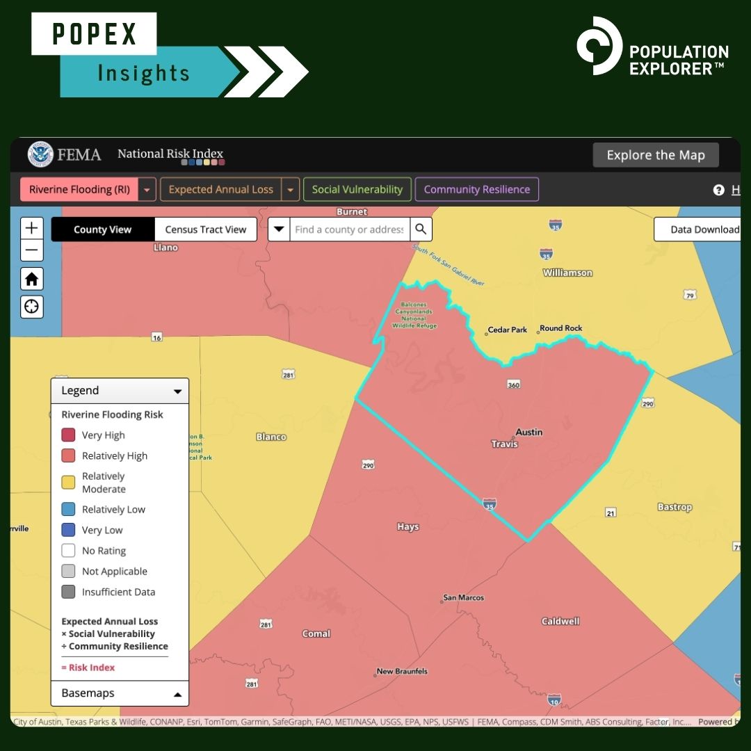 Pop_Explorer's tweet image. 137,262 - Average daytime population within 500 meters of the Colorado River near Austin, TX

 #AustinTX #ColoradoRiver #EnvironmentalInsights #UrbanPopulation #flashflood #flooding #flood #flashfloodwarning #weather #climatechange #popex-insights