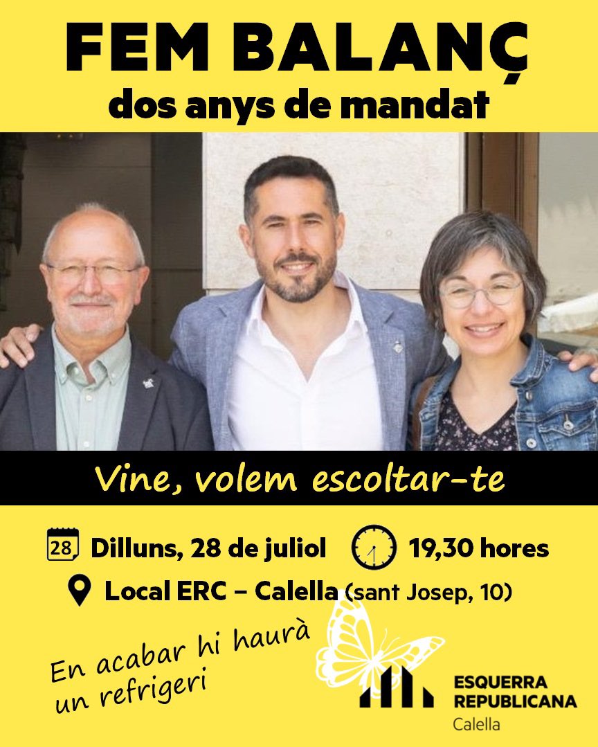 Et volem escoltar, fent balanç! T’hi esperem!

#calella #erccalella #erc #transformemcalella🦋