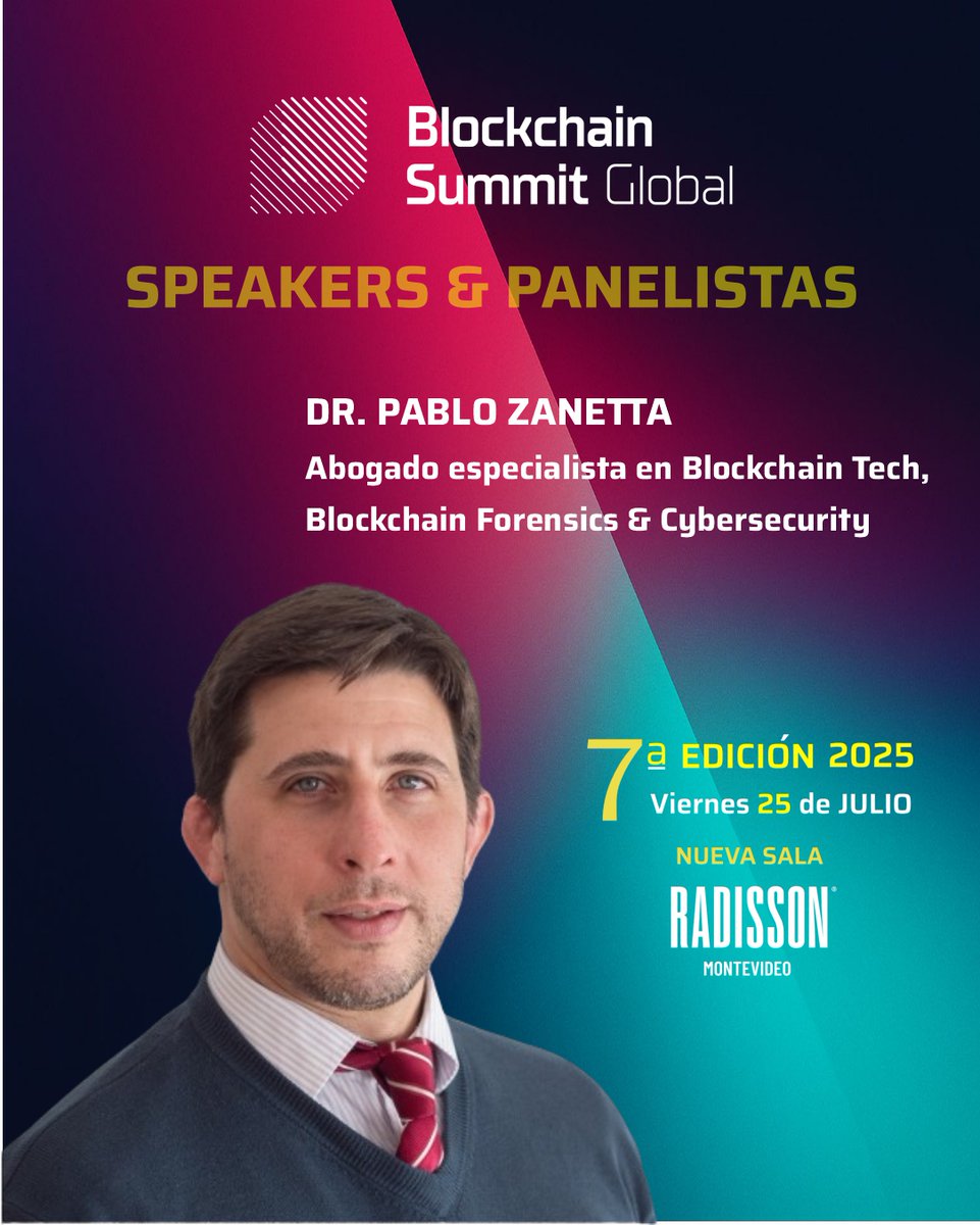 TheBSGlobal's tweet image. 🔐 Pablo Zanetta Ferraro en #BSG2025
Abogado especializado en blockchain, forensics y ciberseguridad.
Una mirada clave sobre trazabilidad, regulación y protección en el ecosistema cripto.
📅 25 de julio – Radisson Montevideo
🔗 Entradas: lnkd.in/dPP7_a-C
#SpeakersBSG