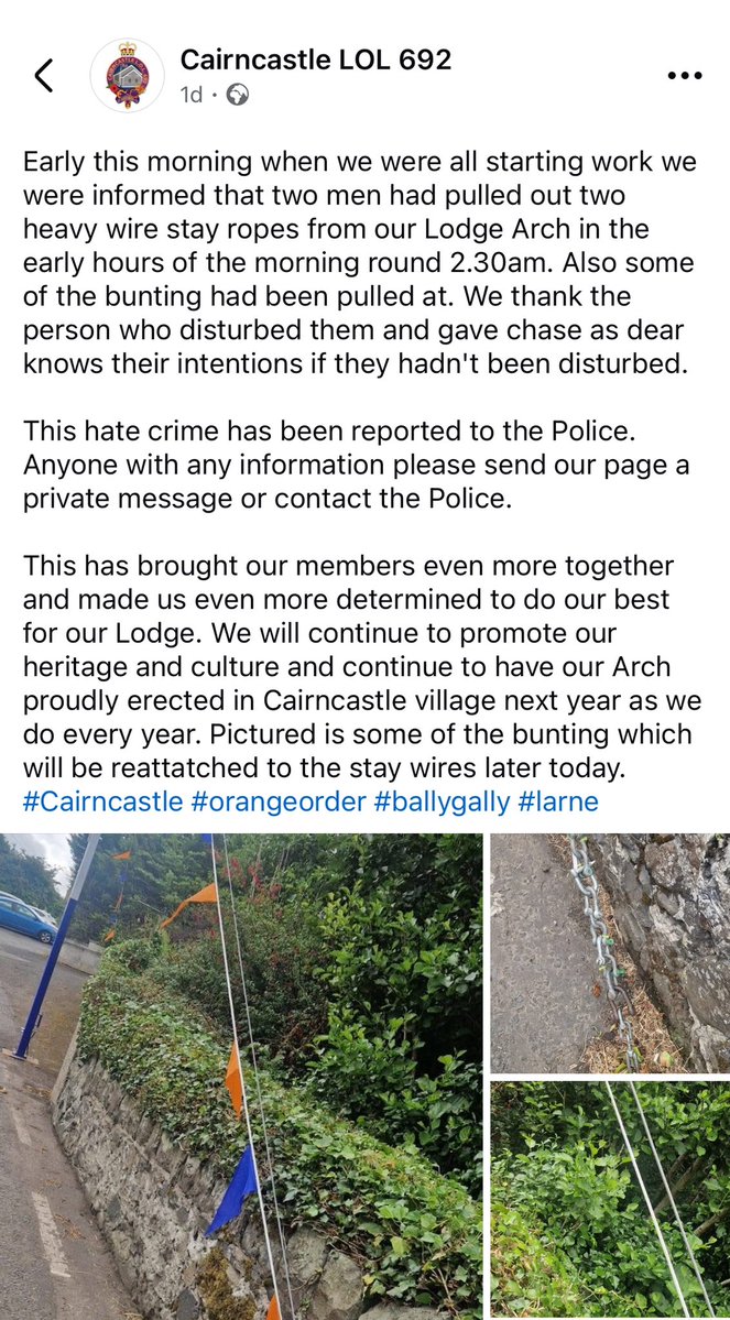 eastantrimmp's tweet image. Yet another Orange lodge targeted in a disgraceful hate crime. A small rural lodge who do fantastic work in the community. Please contact the PSNI if you have any relevant information related to this attack.