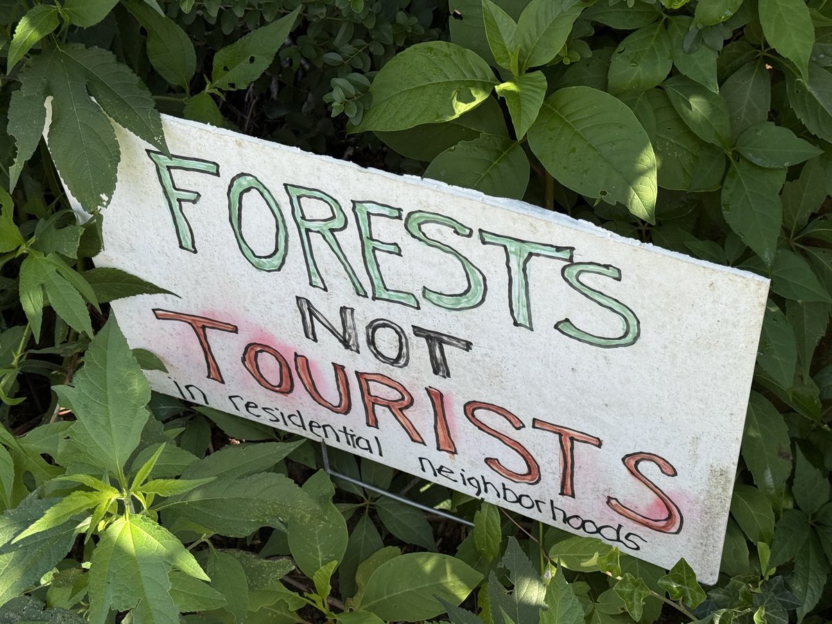 humantransit's tweet image. Seen in a residential neighborhood in Asheville, North Carolina. As a tourist attracted by forests I'm unsure if I'm welcome here.