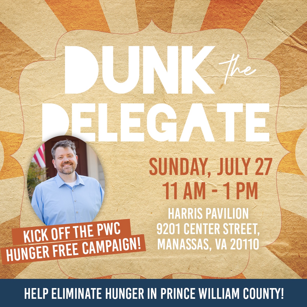 IanTLovejoy's tweet image. Always willing to be dunked - especially if it's for charity! Come by the Harris Pavilion on July 27 and help us eliminate hunger in Prince William County! And while you're at it, test your throwing skills at the dunk tank!