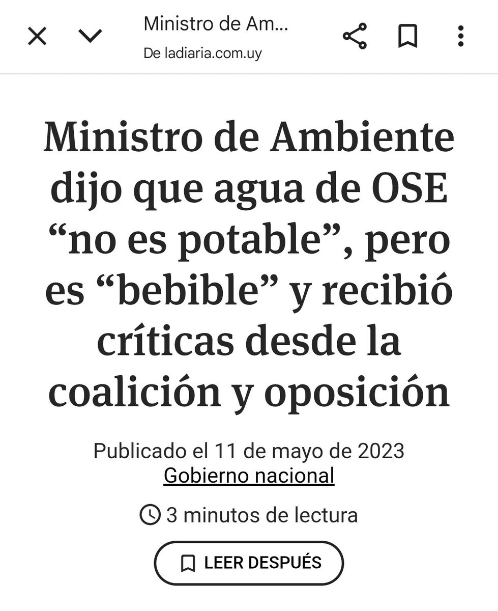 Sequías seguramente vamos a tener, lo importante sería no tener que tomar agua "bebible pero no potable" mientras nos dicen que compremos menos coca, que le pongamos romero al agua DE MAR para no sentirle el gusto y que solamente es problema de Montevideo