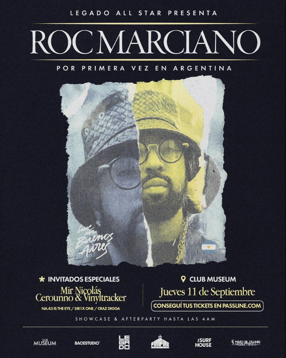 PIMPIRE_INTL's tweet image. SEPTEMBER 2025 | @rocmarci
SOUTH AMERICA
Buenos Aires, Argentina 🇦🇷
Santiago de Chile 🇨🇱
Bogota, Colombia 🇨🇴
🎫: tix.to/RocMarcianoSA