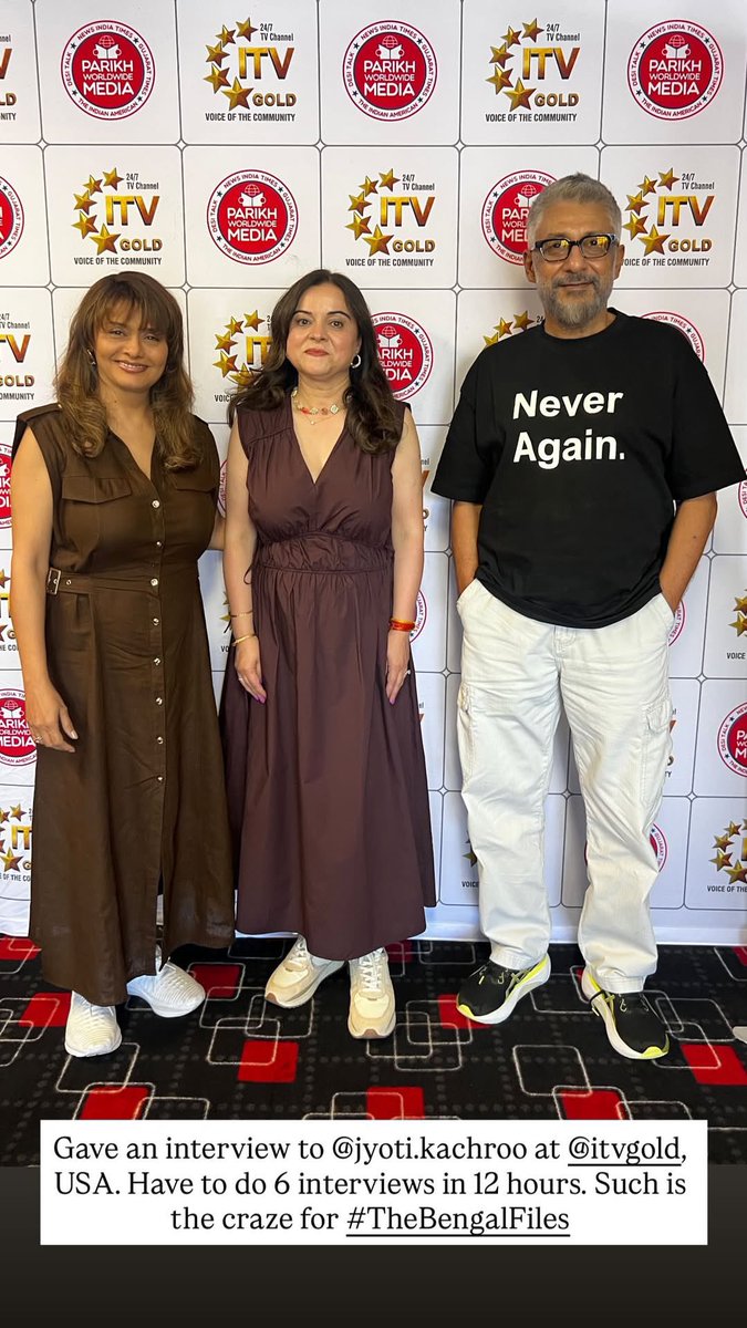 The Never Again Tour has officially kicked off in the USA.

Just gave an interview to @itvgold. 6 interviews lined up in just 12 hours. That’s the kind of overwhelming response The Bengal Files is receiving.

This is not just a film. It’s a truth that was buried — and now, it’s