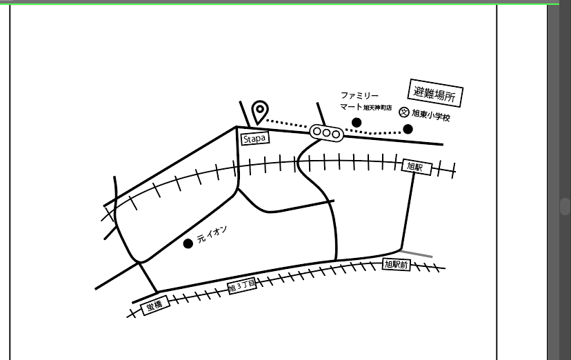 design48715's tweet photo. これがこうなりました。初イラレトレース地図製作。線路が均等にできていません。まだまだこれから…
でも楽しかった～😊
#イラレ #地図製作 #デザイン勉強中 https://t.co/fFmQ2Yp3e0