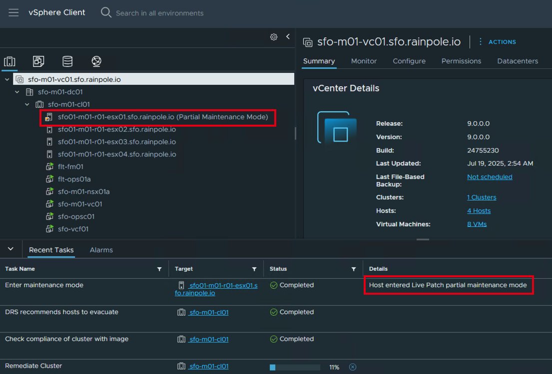 William Lam (@lamw) on Twitter photo Rolling out the new 9.0 Express Patch (9.0.0.0100) which can be live patched ⚡🩹  using #VCF9 Operations!
This will probably be done before I can finish a new blog post on this topic ... 😅 Rolling out the new 9.0 Express Patch (9.0.0.0100) which can be live patched ⚡🩹  using #VCF9 Operations!
This will probably be done before I can finish a new blog post on this topic ... 😅