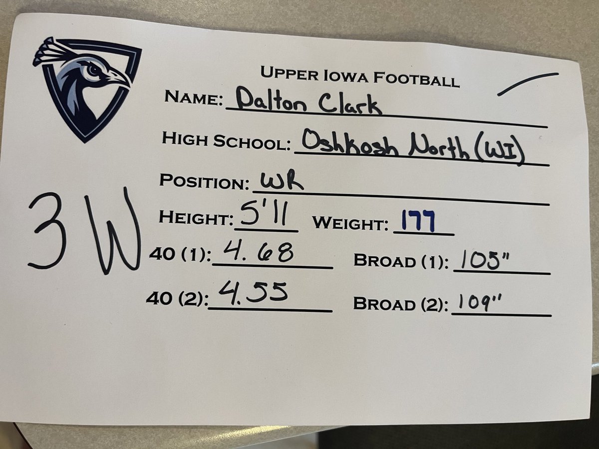 DaltonDClark111's tweet photo. Had a great camp @Upper_Iowa_FB thank you to all the coaches who helped out!! @TaylorMarkhus @MaxLongman_ 
@oshkoshnorthfb https://t.co/TK9FqVtdjy