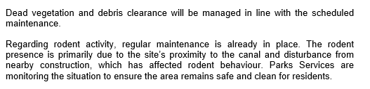 Harold's Cross - Parnell Court Green Area Update 🌿
 - Regular grass cutting &amp; litter removal ongoing
- Shrubberies pruned in Sept, next in autumn/winter (Wildlife Act nesting rules apply)
- Dead vegetation cleared as per schedule
- Rodent activity monitored due to canal &amp; nearby
