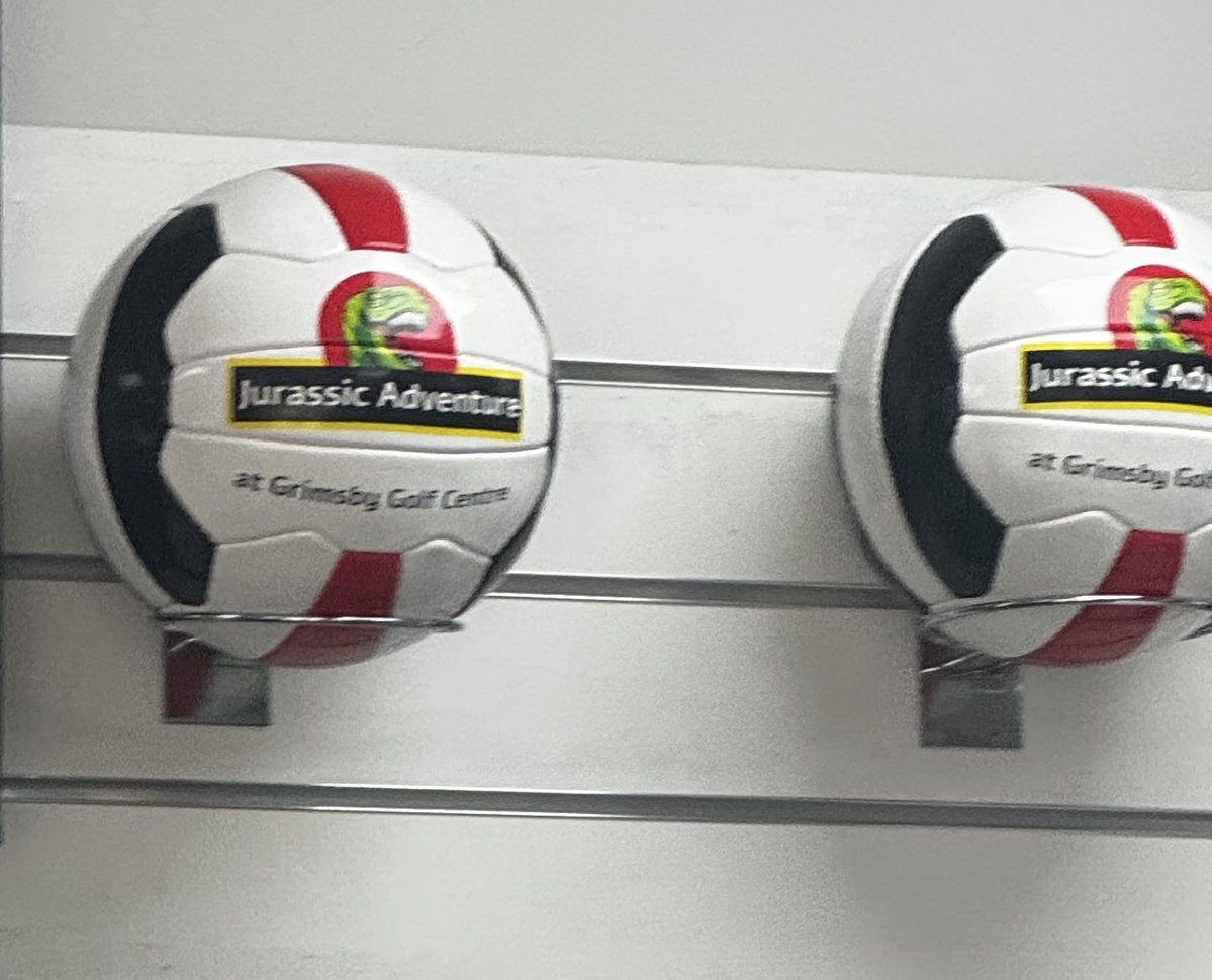 ebgrouponline's tweet image. Presentation footballs for Jurassic Adventure Golf this week. Already orders for the football and now beanies, hoodies and sweatshirts are being ordered.
Next up with Jurassic footballs for their footgolf course.