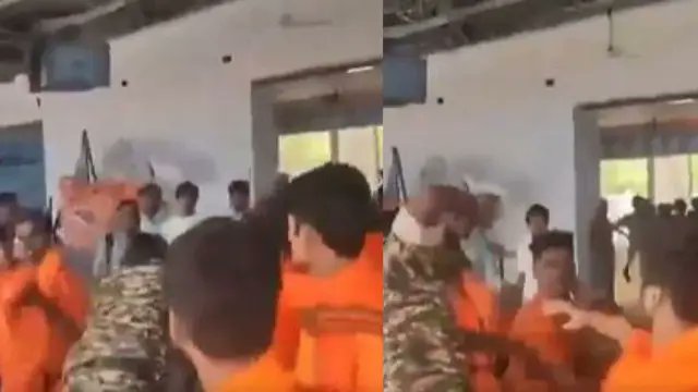 SumitHansd's tweet image. In UP's Mirzapur, a CRPF personnel was brutally assaulted by the Kanwariyas at the railway station.
Who will speak for him?
The answer is: Nobody.
