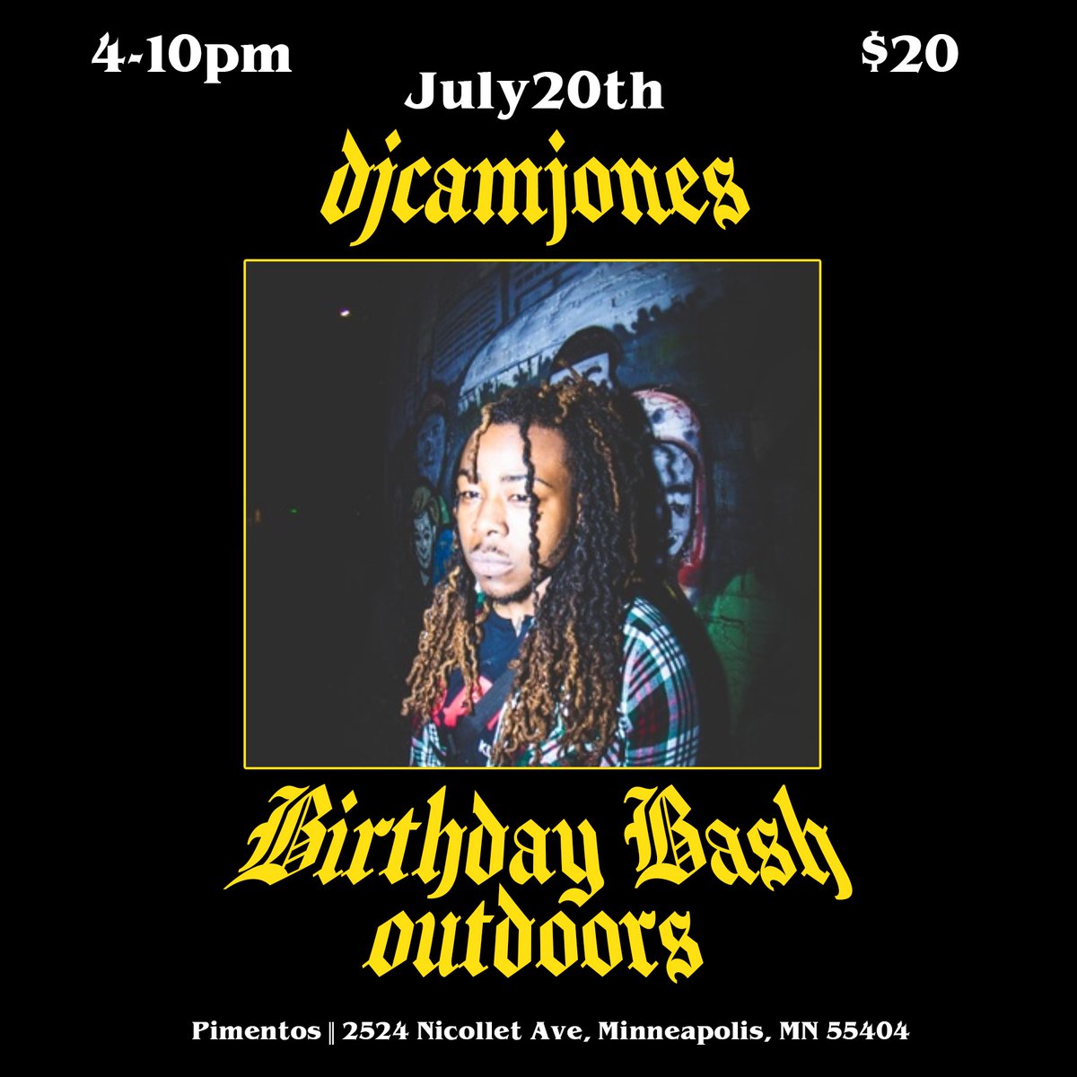 twainlo's tweet image. Tomorrow!
I'll be performing at DJ Cam Jones Outdoor Birthday Bash! 🎈🎤🎶
Pimento Jamaican Kitchen Uptown
Outdoor Patio Stage
Minneapolis
July 20th
4pm to 10pm
$20 entry
@DJCamJones3800
#djcamjones #birthdaybash #TWAIN #pimento #show #livemusic #minneapolis #mnartist