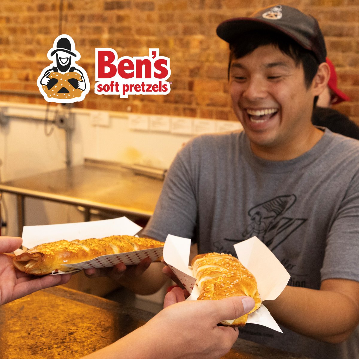 Good food = Good mood! Visit your local Ben's Soft Pretzels and grab your go-to favorite or shake things up and try something new! 🥨 

 #haveapretzelday #worldpretzeldomination