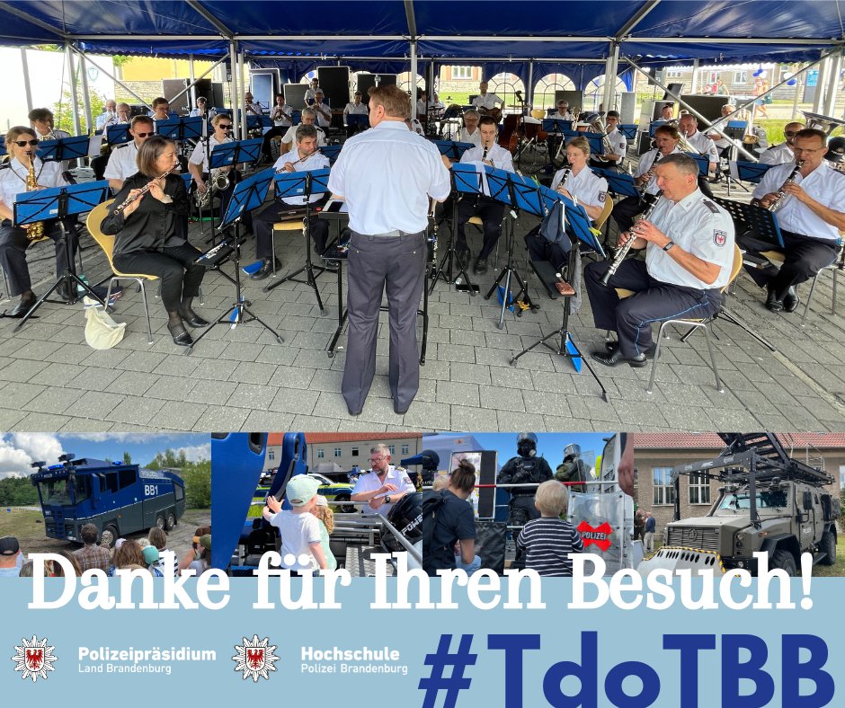 PolizeiBB's tweet image. Was für ein Tag! 🎉 
Viele Besucherinnen und Besucher haben heute beim Tag der offenen Tür hinter die Kulissen geschaut – mit Mitmach-Aktionen, Infoständen und Führungen. Danke für Ihren Besuch! 👋 
#TagderoffenenTür #PolizeiBrandenburg