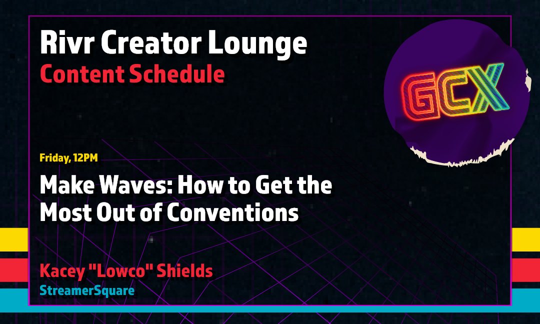 RivrStream's tweet image. Whether you&apos;re attending your first convention or your fiftieth, this workshop will help you turn each event into a career catalyst. Learn how content creators can effectively network, pitch their stream, connect with industry professionals, and discover new tools and products.…