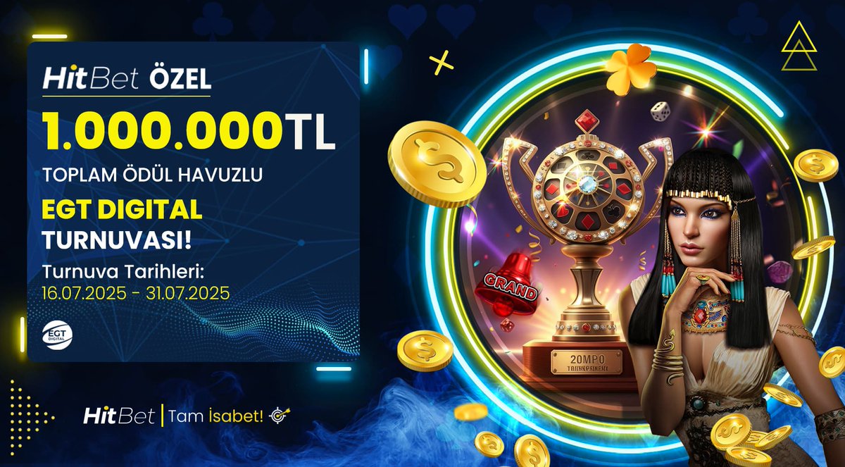 HitbetcomResmi's tweet image. 💫Hitbet Özel Egt Digital Turnuvası Devam Ediyor! 

🔔 İddaa ediyoruz bu Temmuz herkes kazanacak! 

💣  Toplam Ödül Havuzu: 1.000.000TL 

▶️Turnuva Tarihleri: 16.07.2025 - 31.07.2025 

🌐Güncel Giriş : h.t2m.io/Hitbet-Twitter 

#Hitbet #Tamisabet🎯