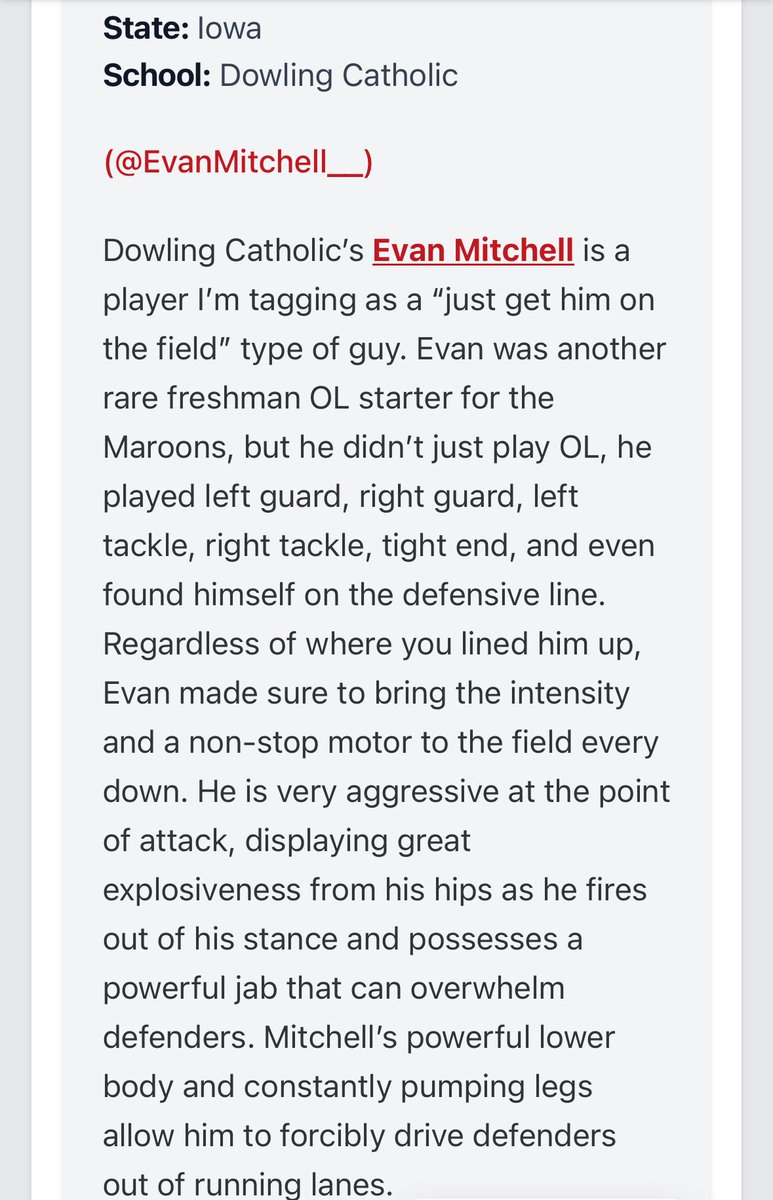 Thank you <a href="/PrepRedzoneIA/">Prep Redzone Iowa</a> &amp; <a href="/PRZ_OscarG/">Oscar Galindo</a> for the write up! Sophomore szn approaching. 
<a href="/dchsfootball/">Dowling Football</a> <a href="/CoachTWils/">Tom Wilson</a> <a href="/knightsnclones/">Andy Pollock</a> <a href="/mikefontana65/">Mike Fontana</a> <a href="/AundraMeeks/">Aundra Meeks</a> <a href="/D1Apex/">D1 Football Apex Academy</a>