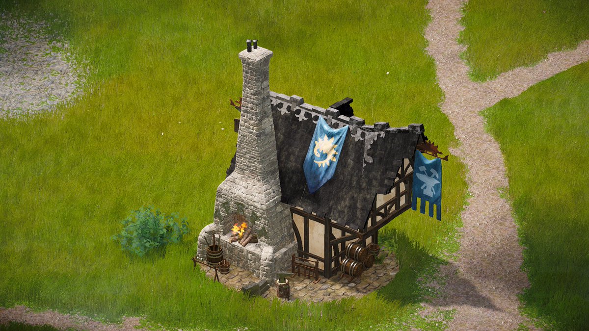 flarup's tweet image. One thing that’s come up in testing: our buildings need to be easier to tell apart. We’ve been working on making their utility more obvious through design language. #screenshotsaturday