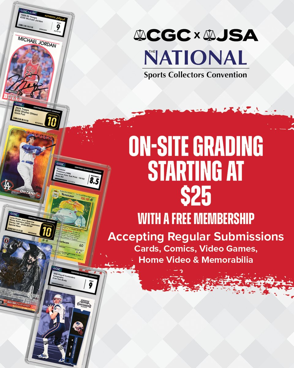 nsccshow's tweet image. Meet NSCC exhibitor @CGCCards at the 45th National Sports Collectors Convention July 30-August 3, 2025 at the Donald E. Stephens Convention Center in Rosemont, IL 🔥🔥
Visit the The National Sports Collectors Convention Inc. #linkinbio to learn more, buy tickets and search CGC…
