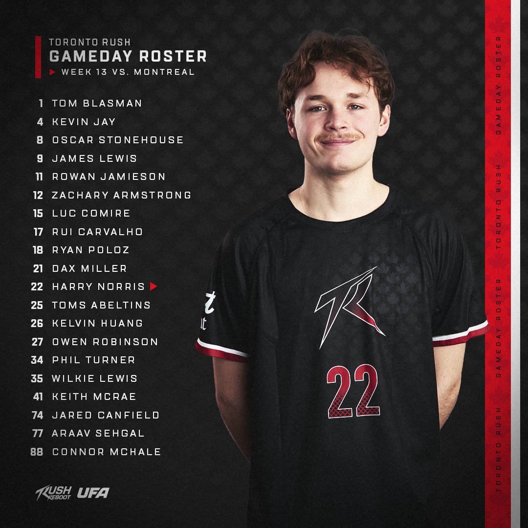 Season finale squad.
Here’s who’s suiting up for the Rush one last time in 2025 as we face Montreal on the road.

📍 1PM First Pull
📺 Watch live: WatchUFA.tv

#FeelTheRush #RushReboot25