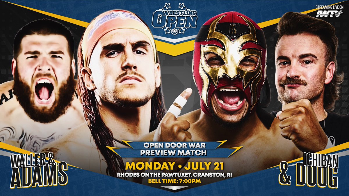 BREAKING: In a special preview of Open Door War, it’s unusual alliances in this tag team match!

How will everyone get along one week before Summer Stunner?

Find out Monday in Cranston.

#WrestlingOpen