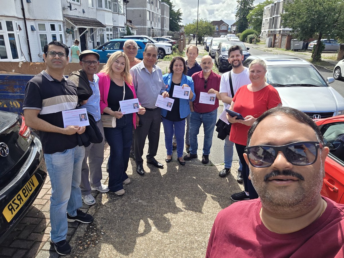 Shansview's tweet image. Out today canvassing for our Cranford by-election Labour candidate, Hira Dhillon. A lifelong Cranford resident, well known by the community and ready to serve. @UKLabour @SeemaMalhotra1