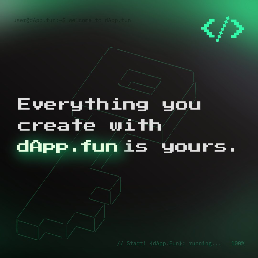 Everything you create with dApp.fun is yours.
Here’s what that means:

✅ You sign every deploy with your wallet
✅ Contracts are deployed under your address
✅ LP locks + DAO safes are 100% user-owned
✅ No private keys are ever stored
✅ All infra is launched