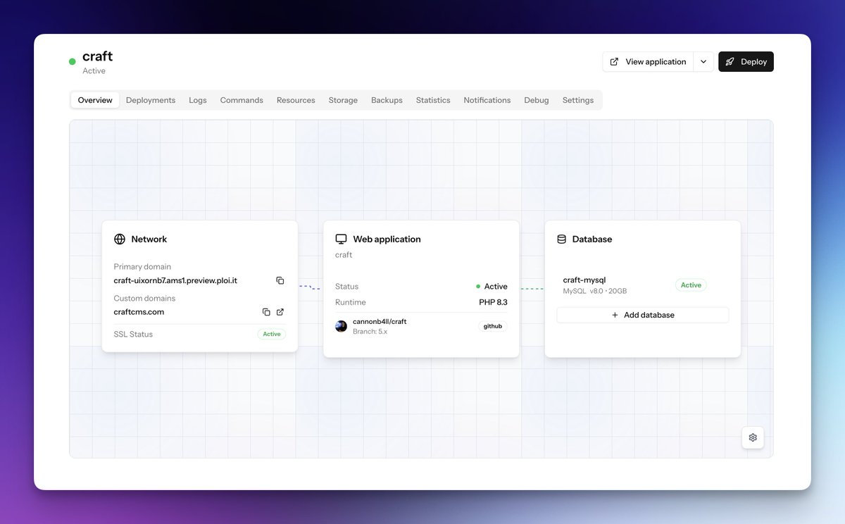 PloiCloud's tweet image. As of yesterday, we also support @craftcms projects! 🚀