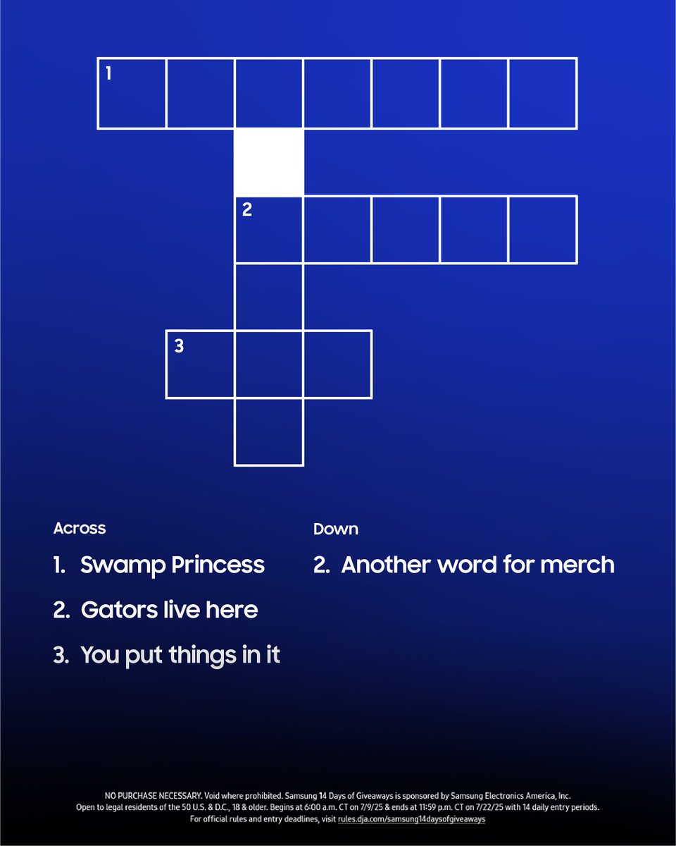 SamsungMobileUS's tweet image. Grab your stylus ✍️ and get ready for day 11 of our 14 Days of Giveaways 🎉 Pre-order #GalaxyZFold7 so you’re ready to flex your prize with the new 200MP camera.
Here’s how you can enter for your chance to win today’s prize:
🧩 Find today’s prize hidden in the crossword…