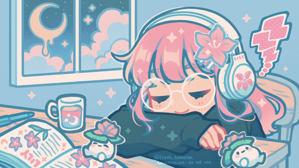 fresh_bobatae's tweet image. Comfy ‘Start Soon’ Screen for @LilyPichu ! 🩷🩵thank you for the cute project ! 🫶