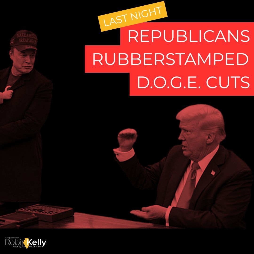 RepRobinKelly's tweet image. President Trump's agenda isn't lowering costs — it's raising alarm bells. These reckless cuts, rubberstamped by House Republicans, gut critical services for all Americans, just to fund tax breaks for billionaires. We must fight for working families, not the ultra-rich.