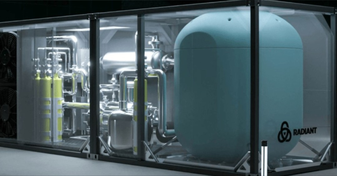GovNuclear's tweet image. MEGAWATT IN A BOX? This high-temperature gas reactor being developed by @RadiantNuclear could be a potential replacement for diesel generators.
Radiant is one of two companies selected to test its fueled reactor experiment in DOME — the world’s first microreactor test bed.