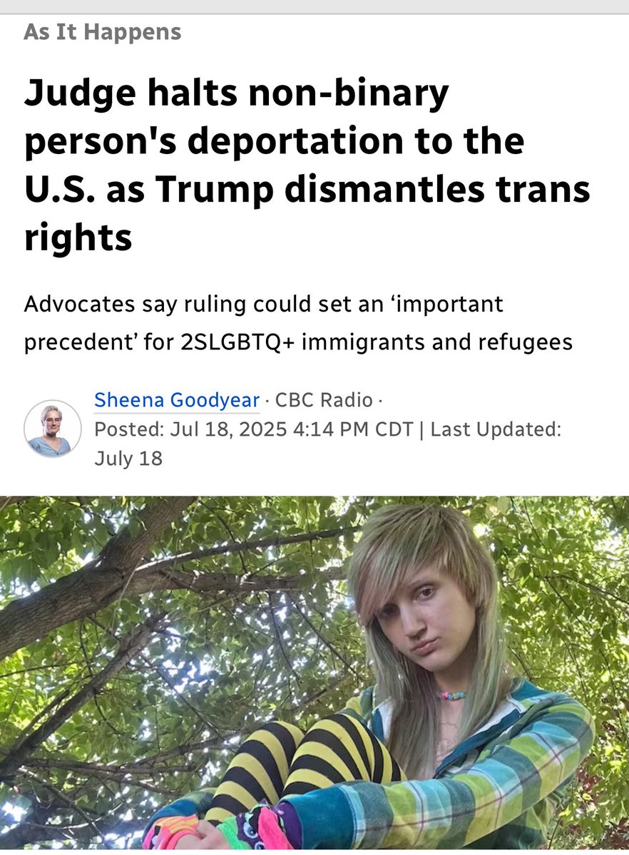 martinwalsh__'s tweet image. A Canadian court has delayed the deportation of Angel Jenkins, a “non-binary” girl who overstayed her visa, citing the “current conditions” for queer individuals in the US under Trump.