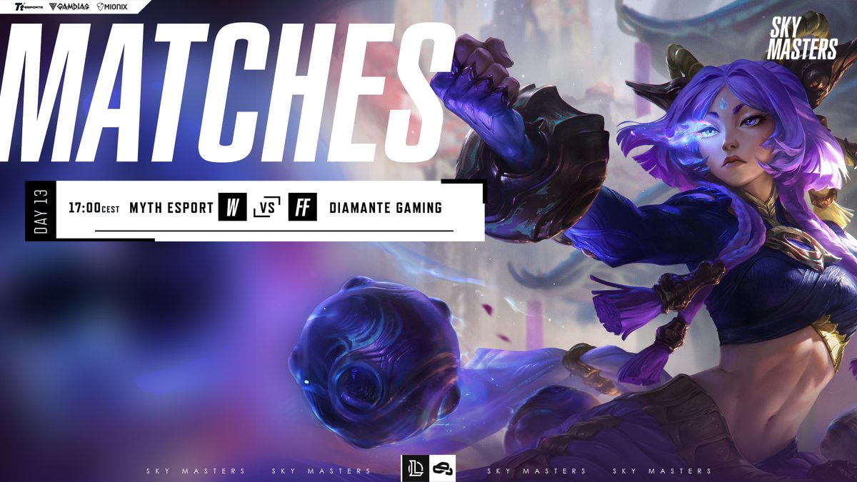 Sky Masters (@skymasterspro) on Twitter photo Today's results:
<a href="/diamantegamingx/">diamantegaming</a> have withdrawn from the tournament as they have lineup issues, <a href="/Myth_NL/">Myth Esports</a> is awarded a technical win.
Myth Esports continue on their way in the tournament, with a score of 2-2
#skymasters #LeagueOfLegends #eSports Today's results:
<a href="/diamantegamingx/">diamantegaming</a> have withdrawn from the tournament as they have lineup issues, <a href="/Myth_NL/">Myth Esports</a> is awarded a technical win.
Myth Esports continue on their way in the tournament, with a score of 2-2
#skymasters #LeagueOfLegends #eSports